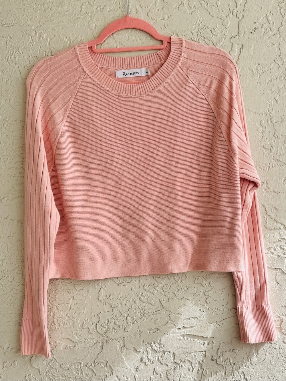 Aritzia Blush Pink Ribbed Crew Sweater